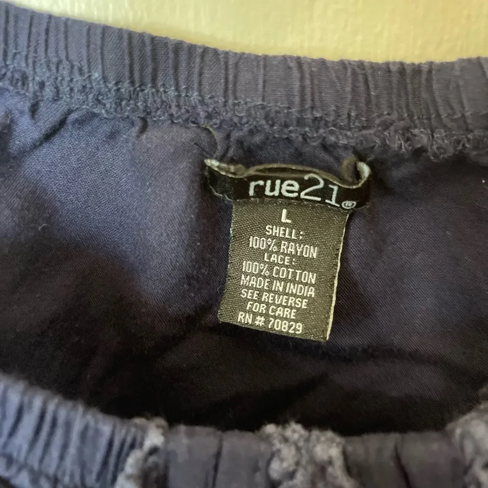 Rue21 Blue Crop Top with Lace Detail & Bell Sleeves - Picture 5 of 5